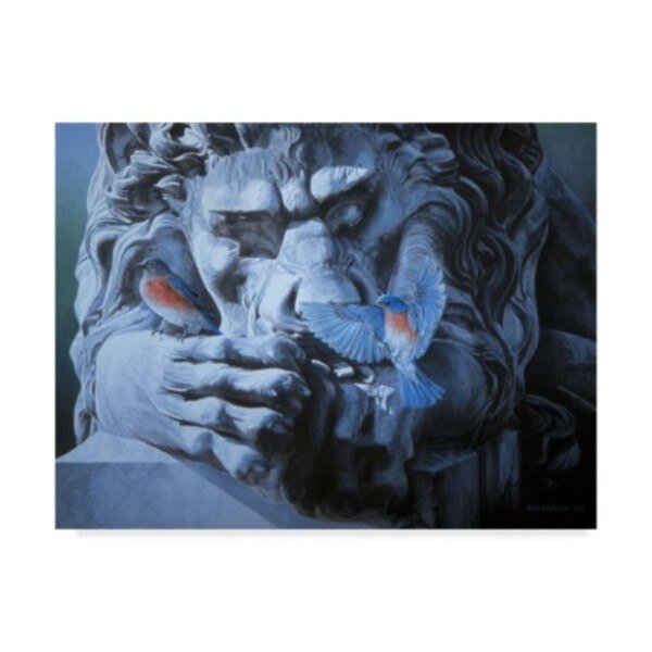 Ron Parker 'Bluebirds Landing On Lion' Canvas Art, 24x32, Trademark Fine Art, Mfr#: ALI32542-C2432GG
